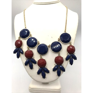 Simple‎ Addiction Necklace, Blue  RED Acrylic Faux Stones, Rhinestones cluster
